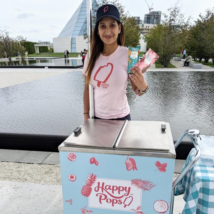 Keshavjee sells Happy Pops outside the Aga Khan Museum in May 2019.  Photo: Courtesy of Happy Pops. 