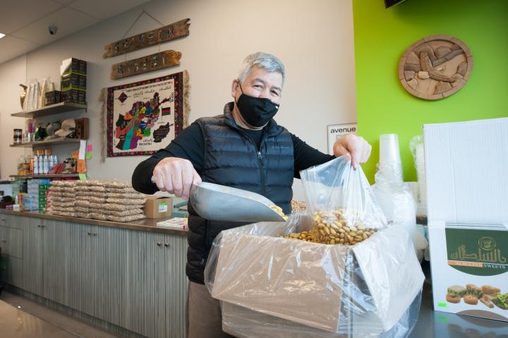 Mohammad Yasin Nazari at a Shaheen Grocery store in Edmonton. Photo: Phil Musani